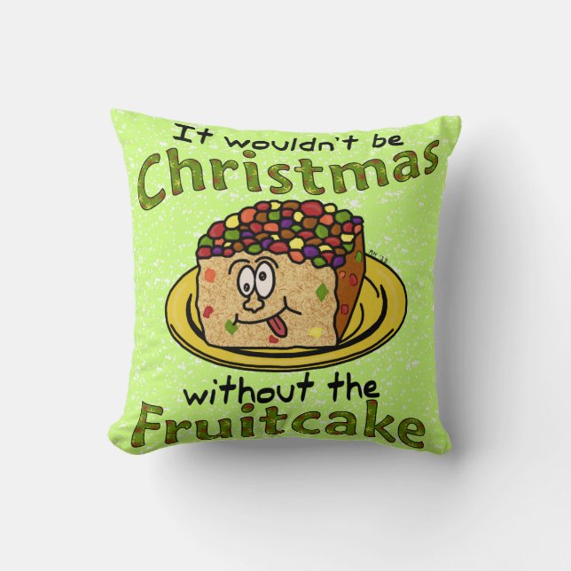 Funny Christmas Cartoon Fruitcake Cushion (Front)