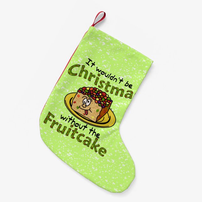 Funny Christmas Cartoon Fruitcake Small Christmas Stocking (Front (Hanging))