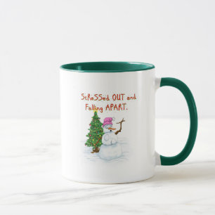 Funny Christmas cartoon of lady snowman Mug