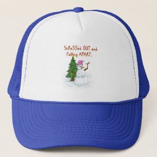 Funny Christmas cartoon of lady snowman Trucker Hat