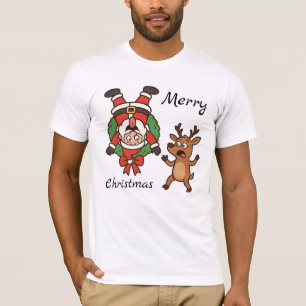 Funny Christmas Cartoon with Santa and Friends T-Shirt