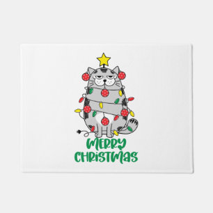 Funny Christmas Cat Closeup Doormat