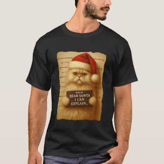 Funny Christmas Cat- Cute Persian Santa Hat T-Shirt