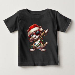 Funny Christmas Cat Dabbing Cute Meowy Xmas Baby T-Shirt