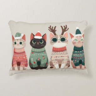 Funny Christmas Cat  Decorative Cushion