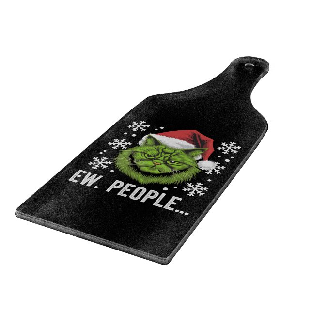 Funny Christmas Cat Ew People Meowy Cat Lovers  Cutting Board (Corner)
