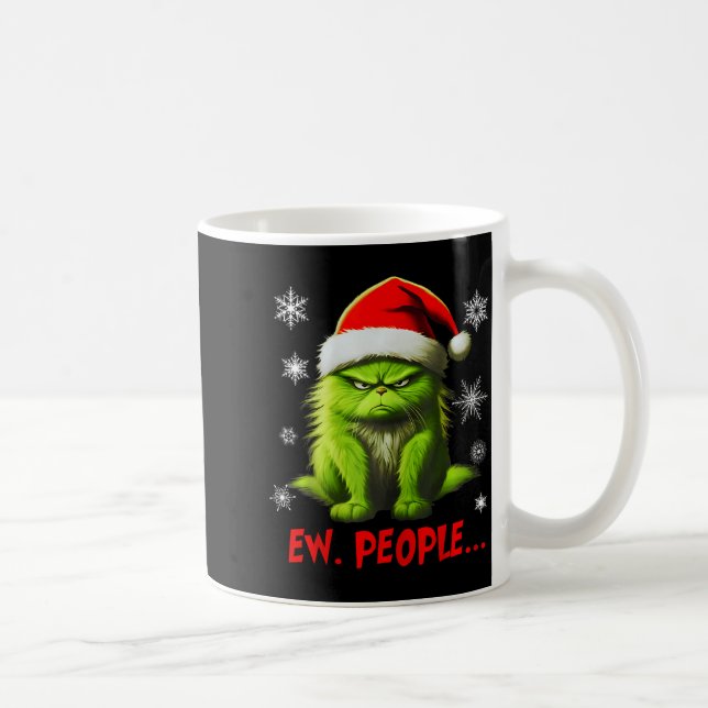 Funny Christmas Cat Ew People Meowy Cat Lovers Men Coffee Mug (Right)