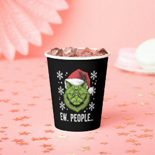 Funny Christmas Cat Ew People Meowy Cat Lovers  Paper Cups