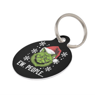 Funny Christmas Cat Ew People Meowy Cat Lovers Pet Tag