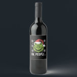 Funny Christmas Cat Ew People Meowy Cat Lovers  Wine Label<br><div class="desc">Funny Christmas Cat Ew People Meowy Cat Lovers</div>