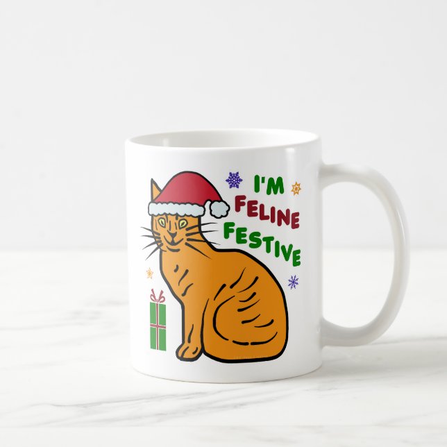 Funny Christmas Cat Feline Festive Holiday Pun Coffee Mug (Right)