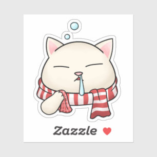 Funny Christmas Cat in scarf with runny nose