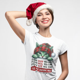 Funny Christmas Cat Judging You Silently T-Shirt