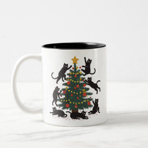 Funny Christmas Cat Lover Happy Cat Year Two-Tone Coffee Mug