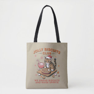 Funny Christmas Cat Lover Jolly Biscuits Club Bake Tote Bag