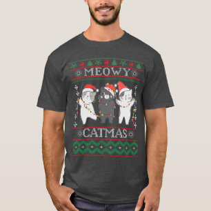 Funny Christmas Cat Matching Family Pajamas Meowy  T-Shirt