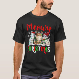 Funny Christmas Cat Matching Family Pyjamas Meowy T-Shirt