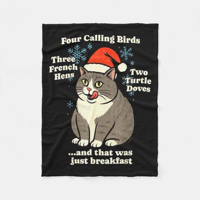 Funny Christmas Cat Meme Caroling Holiday Santa Ha Fleece Blanket (Front)