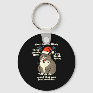 Funny Christmas Cat Meme Caroling Holiday Santa Ha Key Ring