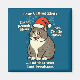 Funny Christmas Cat Meme Caroling Holiday Santa Ha Magnet