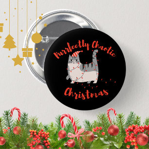 Funny Christmas Cat Meowy Humour Gift 6 Cm Round Badge