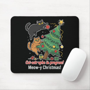 Funny Christmas Cat Mousepad - Cat-astrophe in Pro