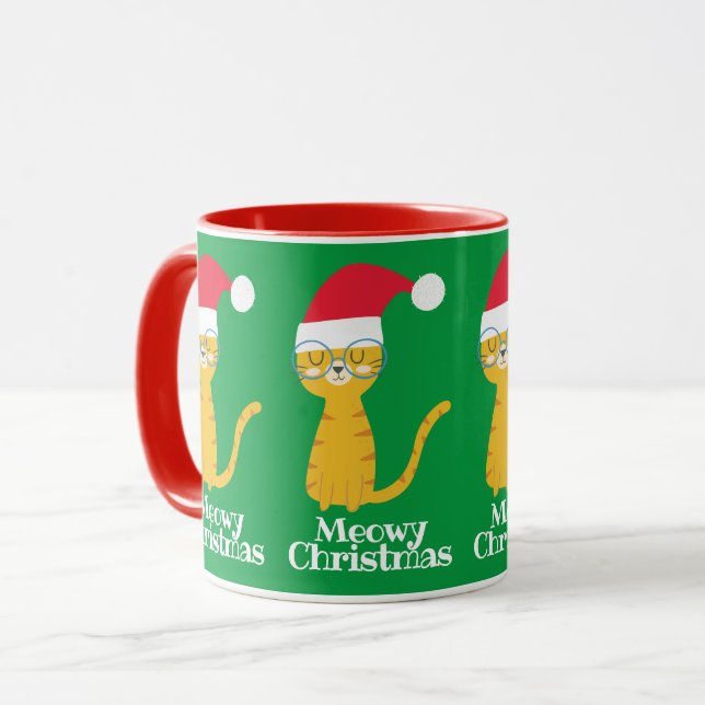 Funny Christmas Cat Mug (Front Left)