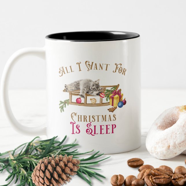 Funny Christmas Cat Mug – All I Want Is Sleep (Creator Uploaded)