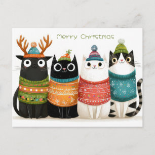 Funny Christmas Cat Postcard