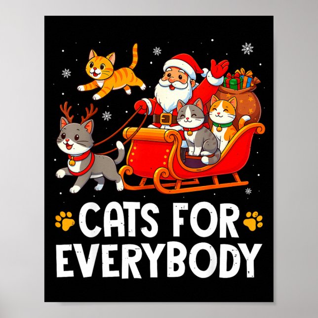 Funny Christmas Cat Santa Xmas Pajamas Cats For Ev Poster (Front)