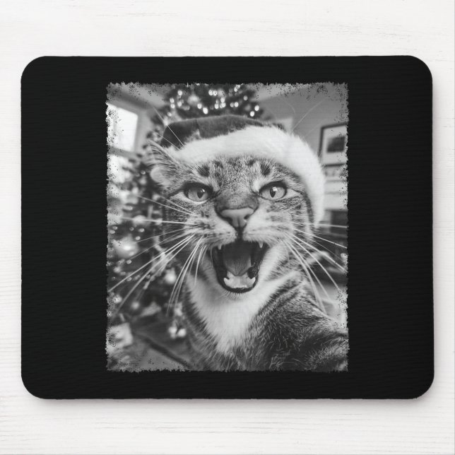 Funny Christmas Cat Selfie  Mouse Pad (Front)