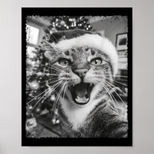 Funny Christmas Cat Selfie Poster