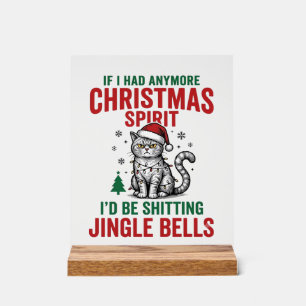 Funny Christmas Cat Spirit Vintage Engraving Desig Acrylic Sign