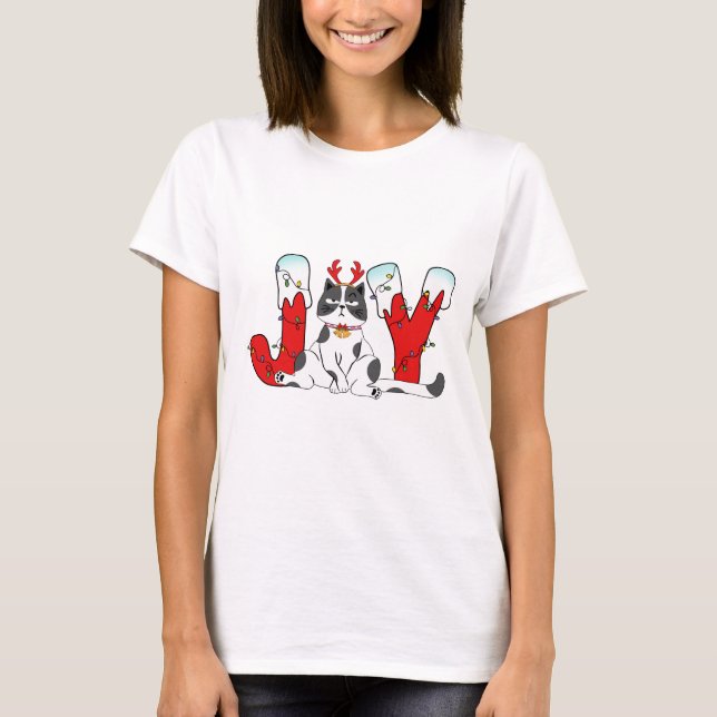 Funny Christmas Cat T-Shirt (Front)