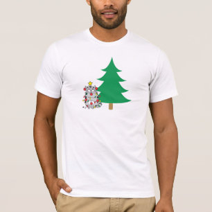 Funny Christmas cat tree christmas lights T-Shirt