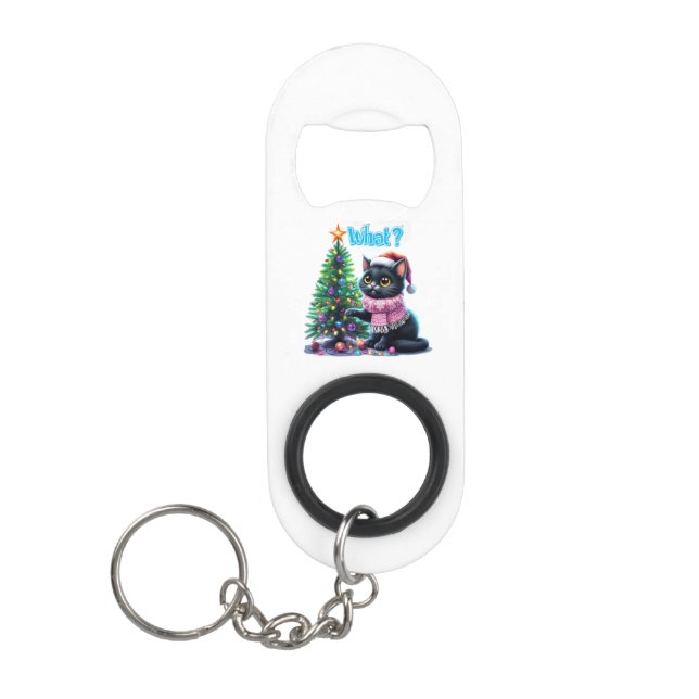 Funny Christmas Cat What with Tree Sticker (Front)