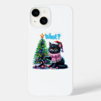 Funny Christmas Cat What with Tree Sticker
