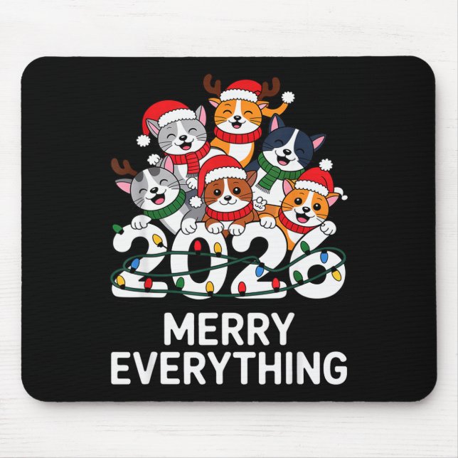 Funny Christmas Cats 2026 - Merry Holiday Cat Love Mouse Pad (Front)