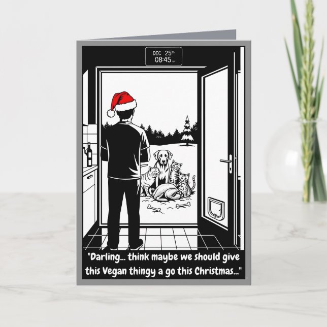 Funny Christmas cats and dogs card (Front)