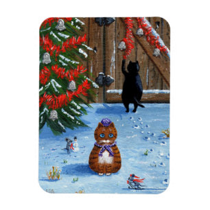 Funny Christmas Cats and Mice Creationarts Magnet