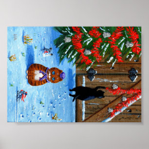 Funny Christmas Cats and Mice Creationarts Poster