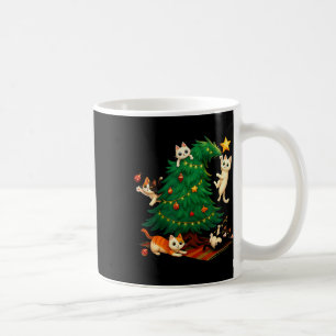 Funny Christmas Cats Climbing Tree Cute Cat Xmas H Coffee Mug