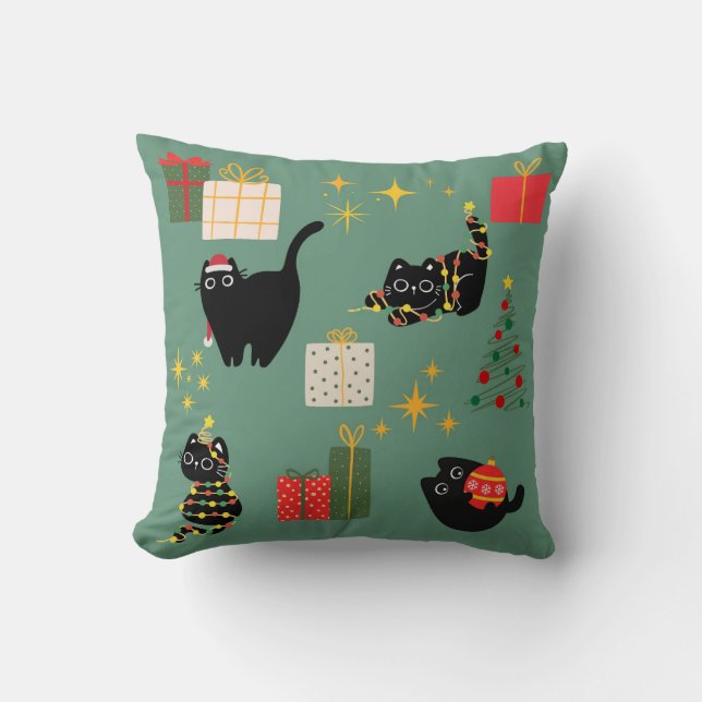 Funny Christmas Cats Cushion (Front)