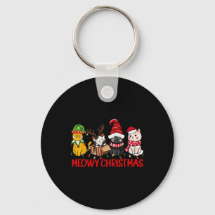 Funny Christmas Cats - Cute Kitten Cats Santa Hat Key Ring