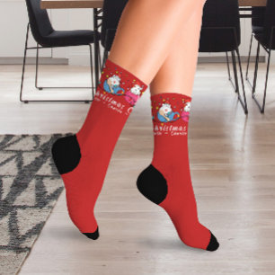 Funny Christmas Cats I Monogram Christmas Party Socks