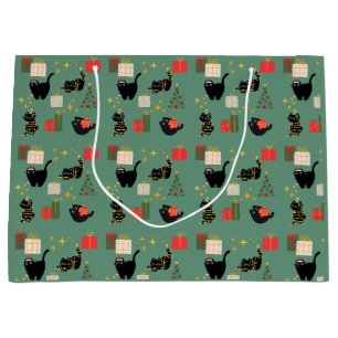 Funny Christmas Cats Large Gift Bag