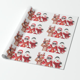 Funny Christmas Characters Holiday Festive Wrapping Paper