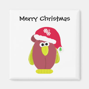 Funny Christmas Chicken in a Santa Hat Magnet