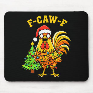 Funny Christmas Chicken Lights Santa Hat F-caw-f  Mouse Pad