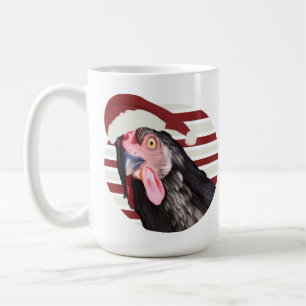 Funny Christmas Chicken Red And White Stripes Coffee Mug